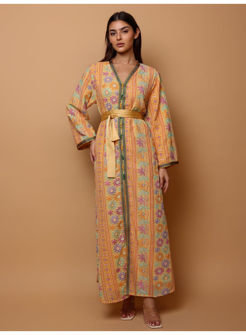 Ikkxa Karam Jalabiya IK1076 Yellow - Image 3